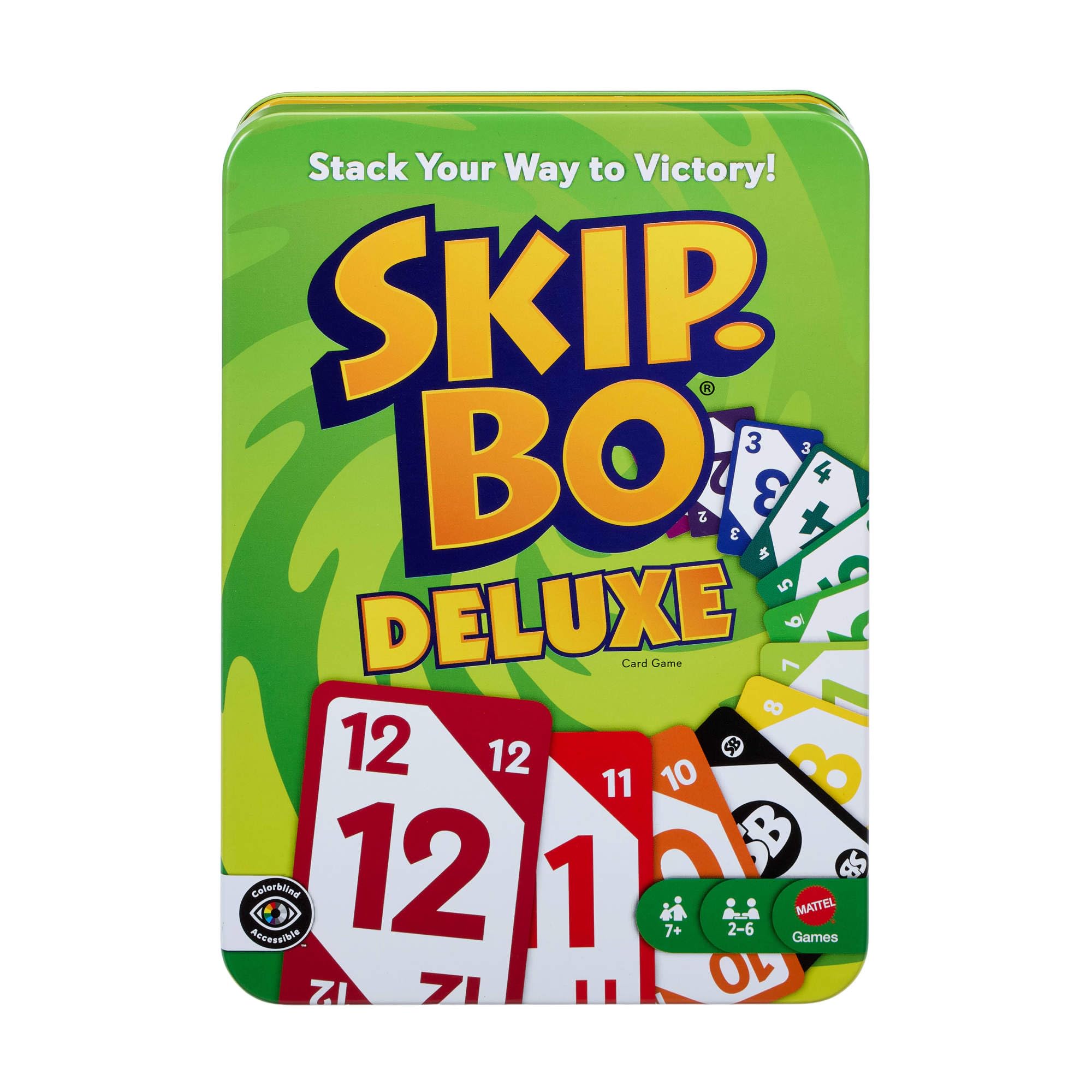 Mattel Games Skip-Bo Deluxe Card Game Tin, Ages 7+, Players 2-6