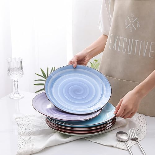 Miniatura 6 de Selamica Platos llanos de cerámica de 10 pulgadas, platos grandes de ensalada de postre, plato de porcelana para aperitivo, panqueques, filete,