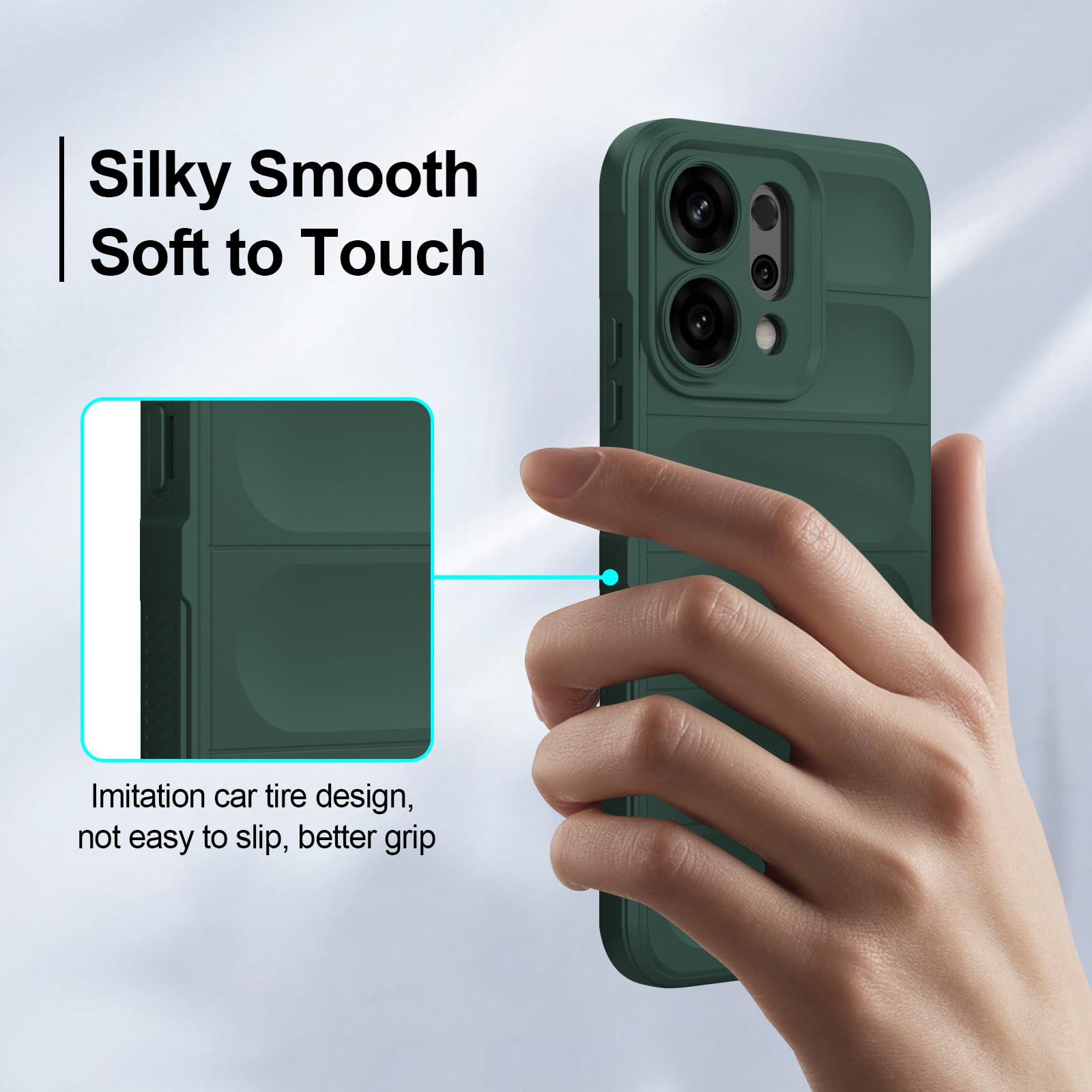 BonYonka Funda para OPPO Reno 14 5G, Case de Silicona Resistente a Golpes y Arañazos, Forro de Microfibra Suave, Funda Integral con Protección para La Cámara, Verde — view 6
