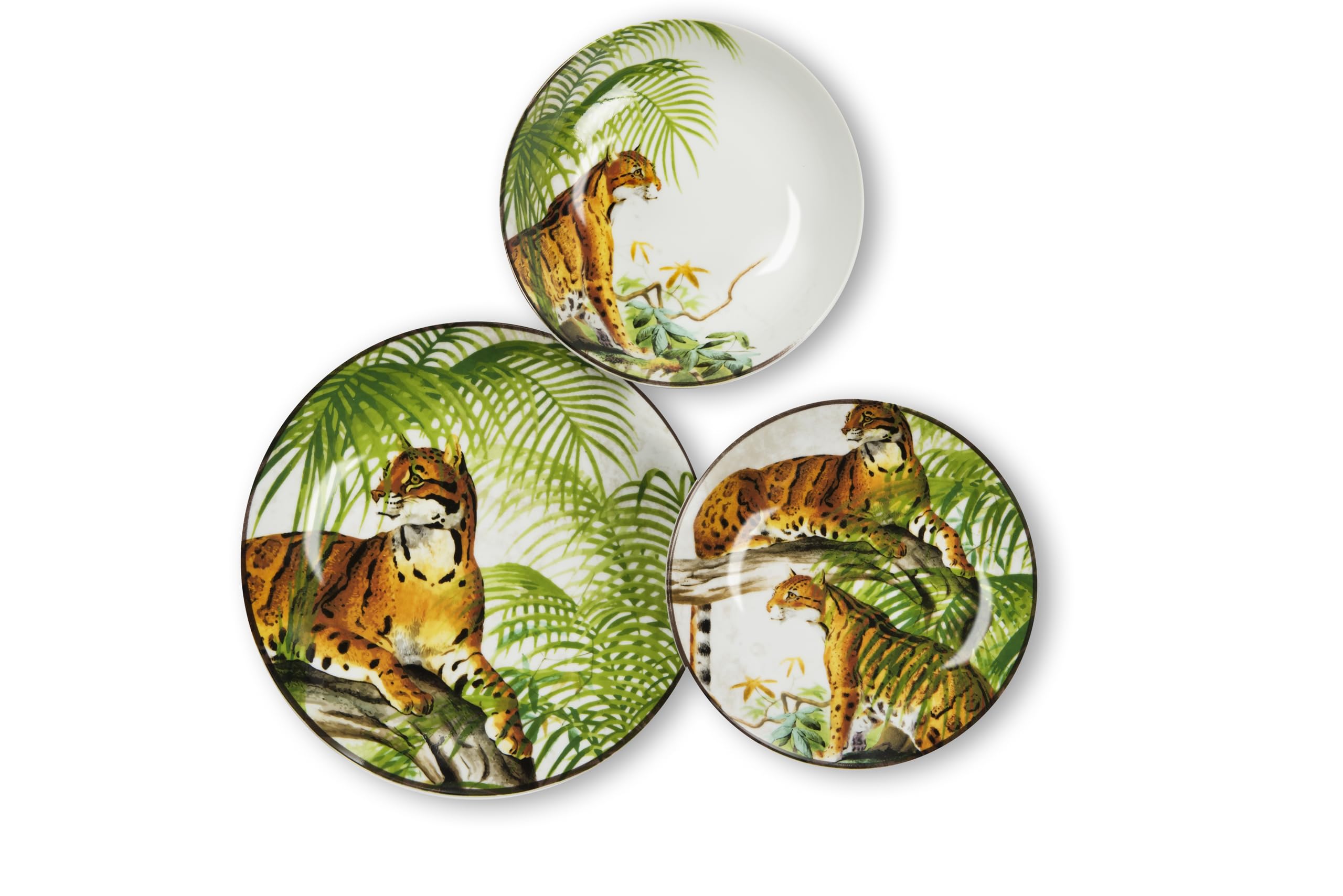 Excelsa Leopard serwis talerzowy, 18-częściowy, porcelana, kolorowa dekoracja, dla 6 osób
