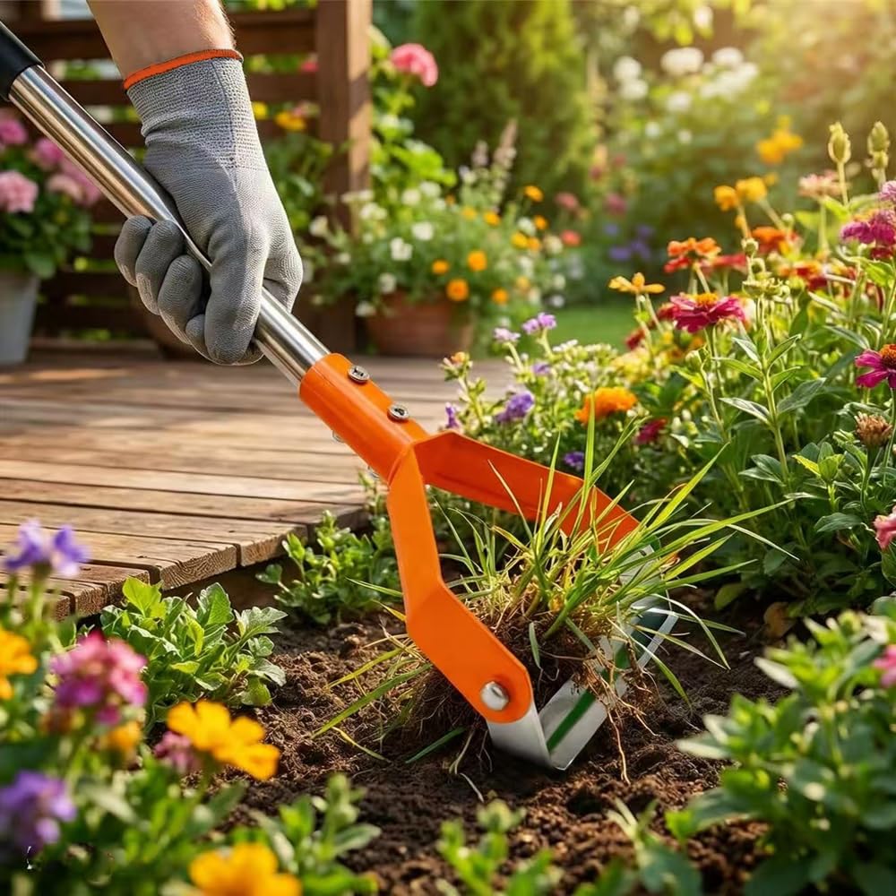 Pendelhacke mit Stiel 161cm, Steigbügelhacke Unkraut Entferner Gerät, Gartenhacke Mit Edelstahl Stiel, Vielseitige Unkrauthacke Hand,für Unkrautjäten, Lösen von Erde