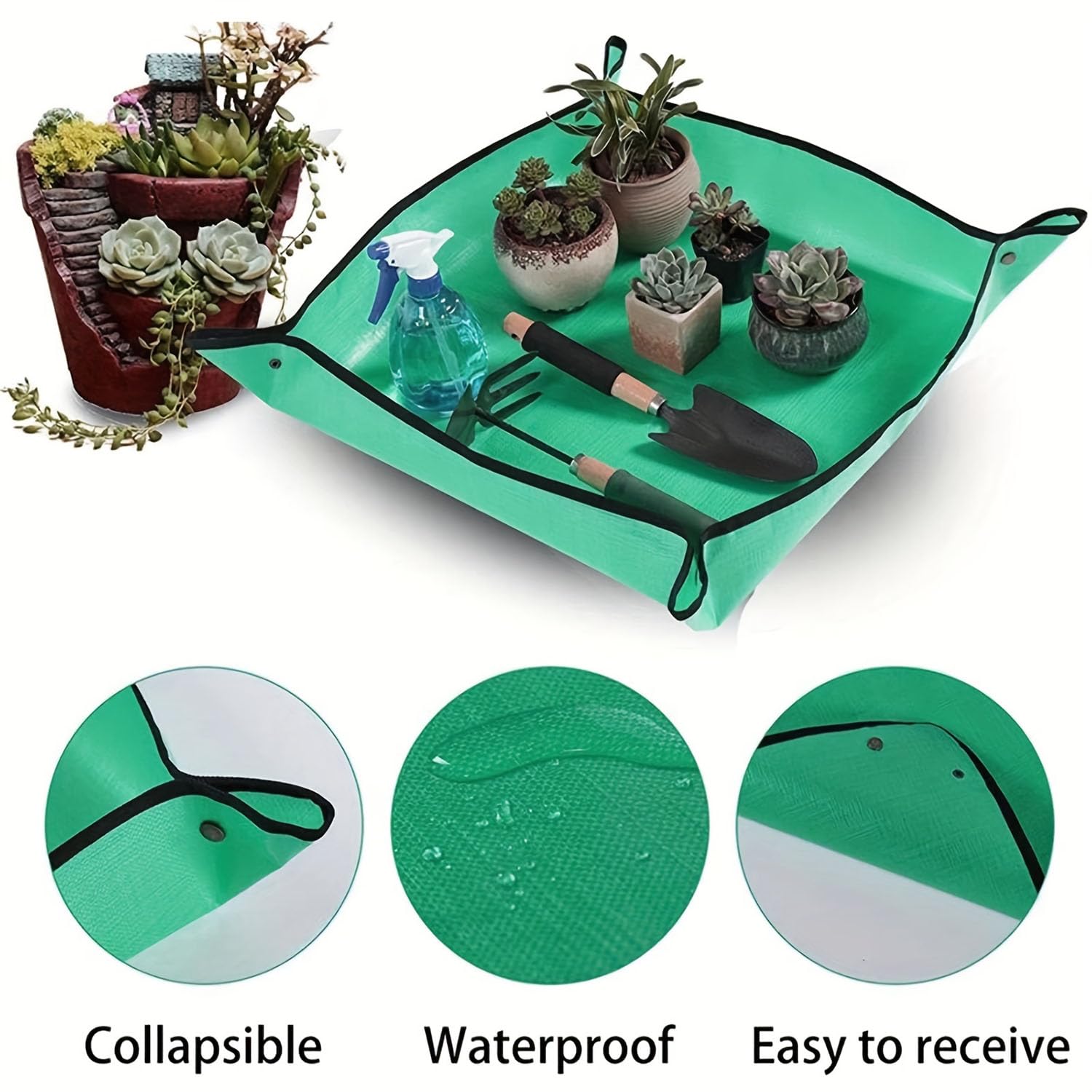 Umtopfmatte Wasserdicht 75x50 Cm – Für Zimmerpflanzen, Mit Auslaufsicheren Kanten, Faltbar