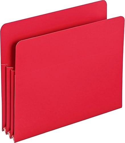 Smead Bolsillo para archivador de polietileno, pestaña de corte recto, expansión de 3-12", tamaño carta, rojo, 4 por caja (73501)