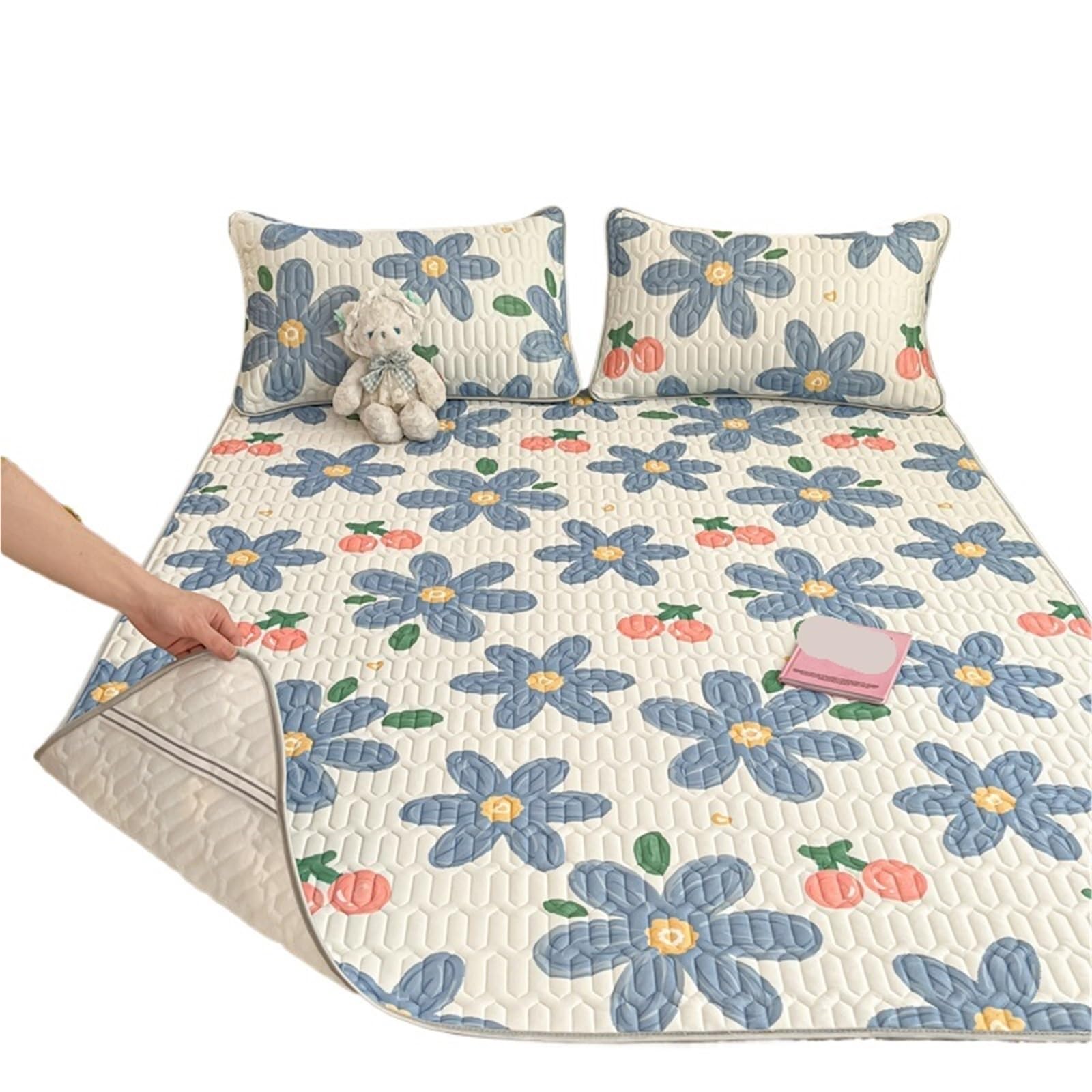 Tapis rafraîchissant soie glacée lit 120x200 doux et respirant floral