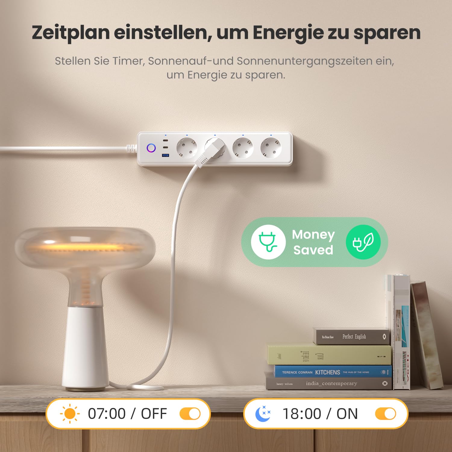 MIUCDA Smart - Multipresa con 4 prese da 10 A, 1 USB e 2 connettori tipo C, presa multipla commutabile singolarmente, compatibile con Alexa, Google Assistant, Smart Life, Tuya accesso remoto, 1,5 m