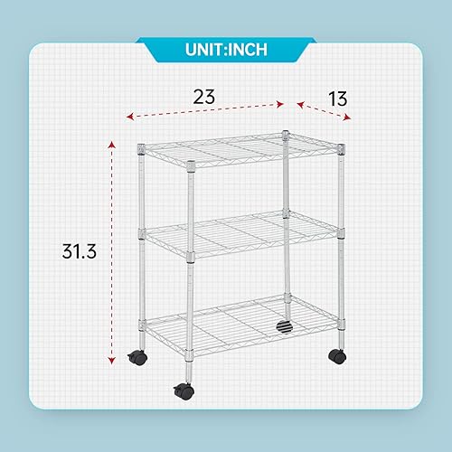 Vista 110 de FDW - Estantería metálica : 6 estantes de alambre de acero resistente ajustables, con ruedas, 48 pulgadas (L) x 18 pulgadas (An) x 76 pulgadas (A)