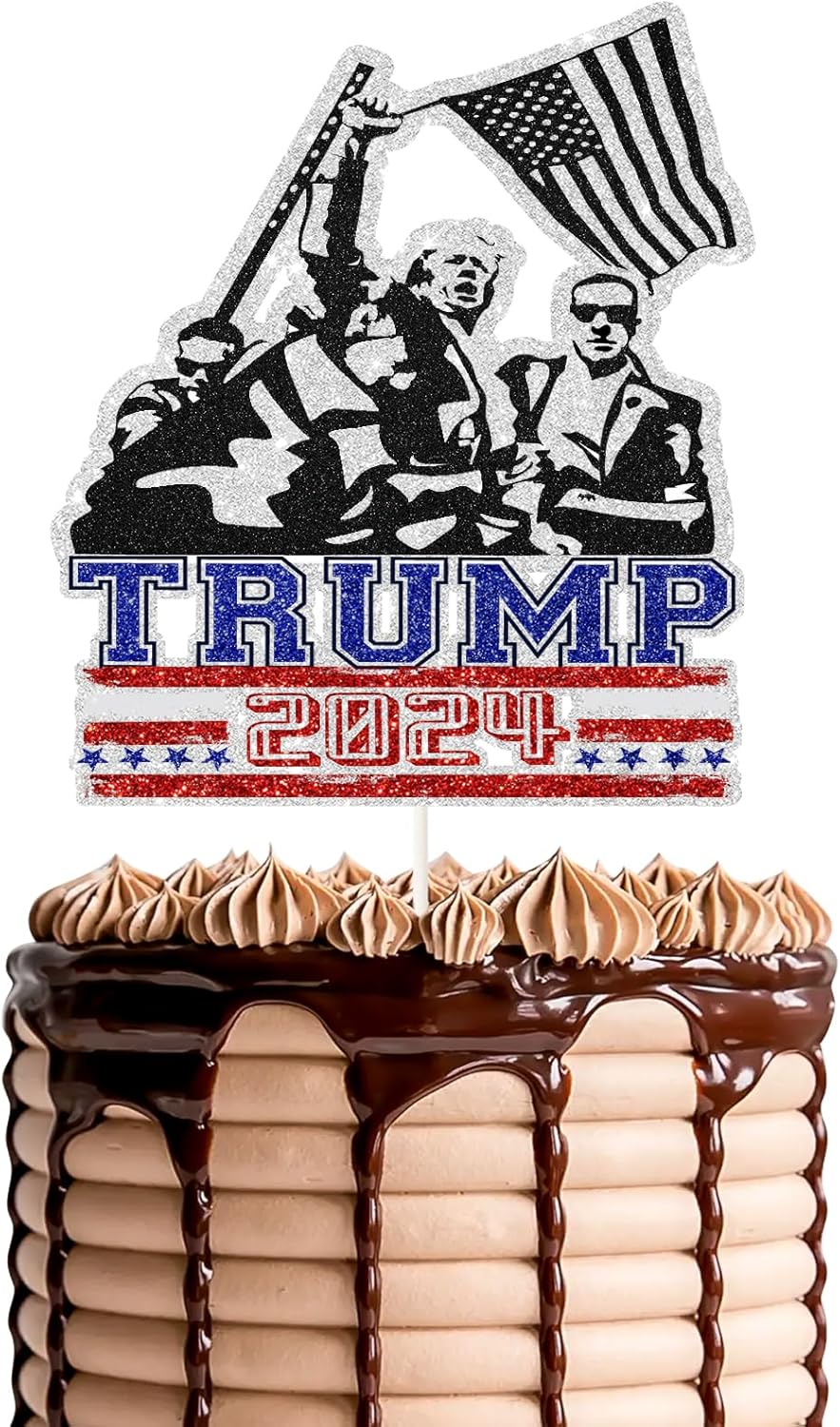 Black TRUMP 2024 Election Cake Topper,God Bless Trump I Stand With Trump Shooting Makes Me Stronger Shooting Take America Back President Election Cake Topper.
