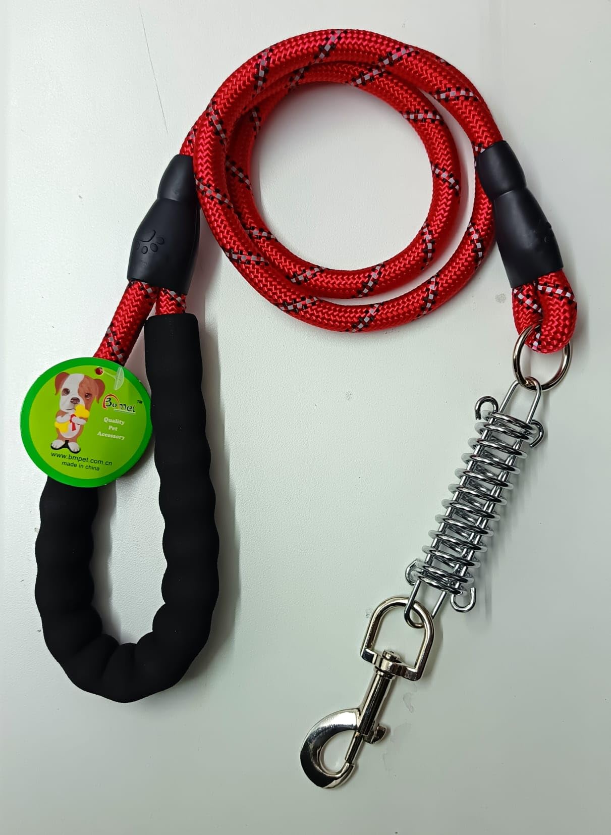 Dog Leash Lead with Soft Padded and Anti Slip Comfortable Rope Handle with Metal Shock Absorbing Spring and Hook - Image 3
