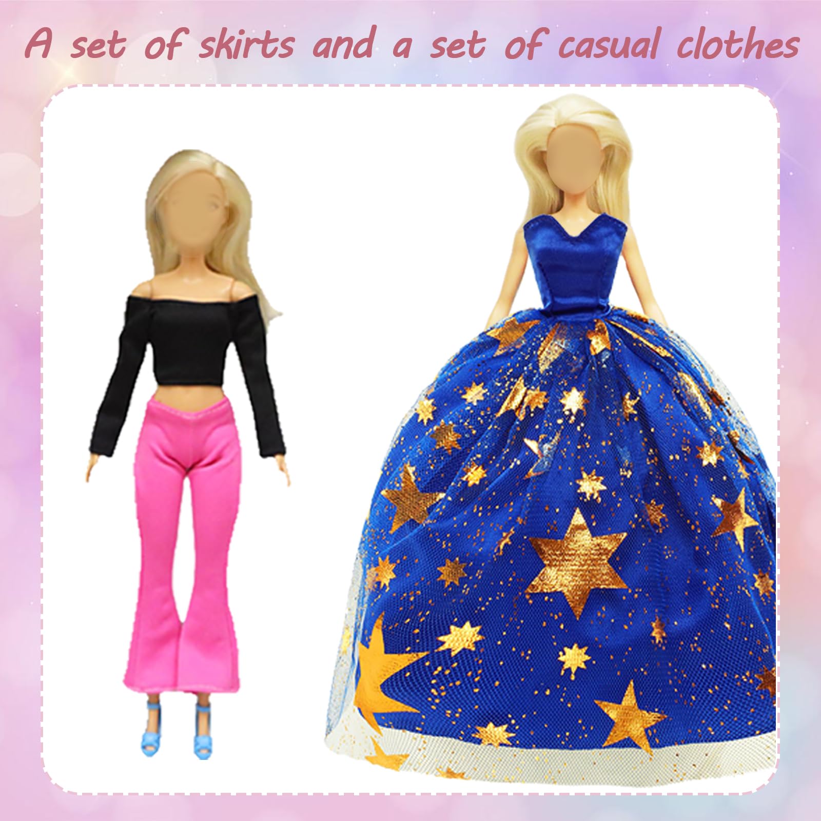 Set De Ropa Para Muñecas De 56 Piezas – 7 Conjuntos, 20 Zapatos Y 18 Accesorios Aleatorios Para Barbie Y Muñecas De 11.5 Pulgadas