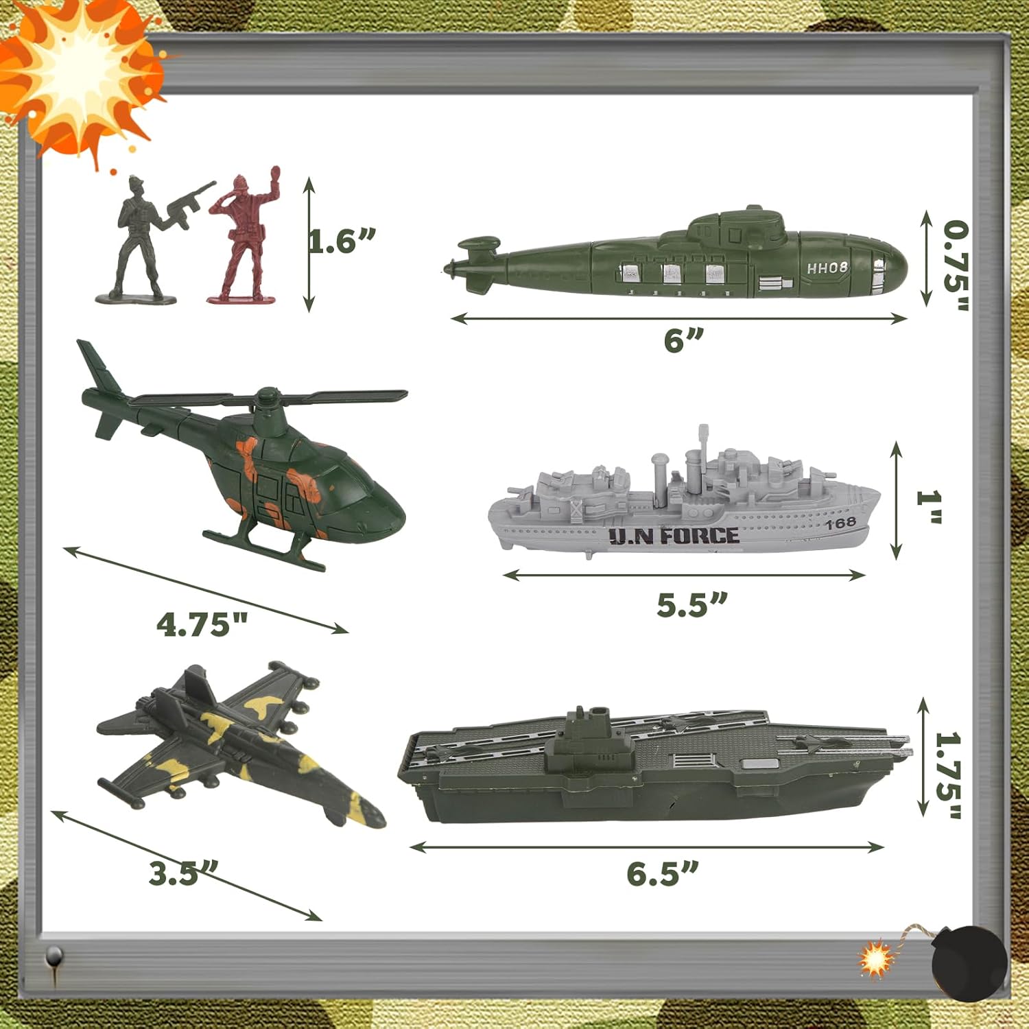 AMOR PRESENT 360PCS Military Soldier Playset, Army Men Military Set Toy Soldiers Military Figures Helicopters Warships Submarines Assorted Weapons for Kids
