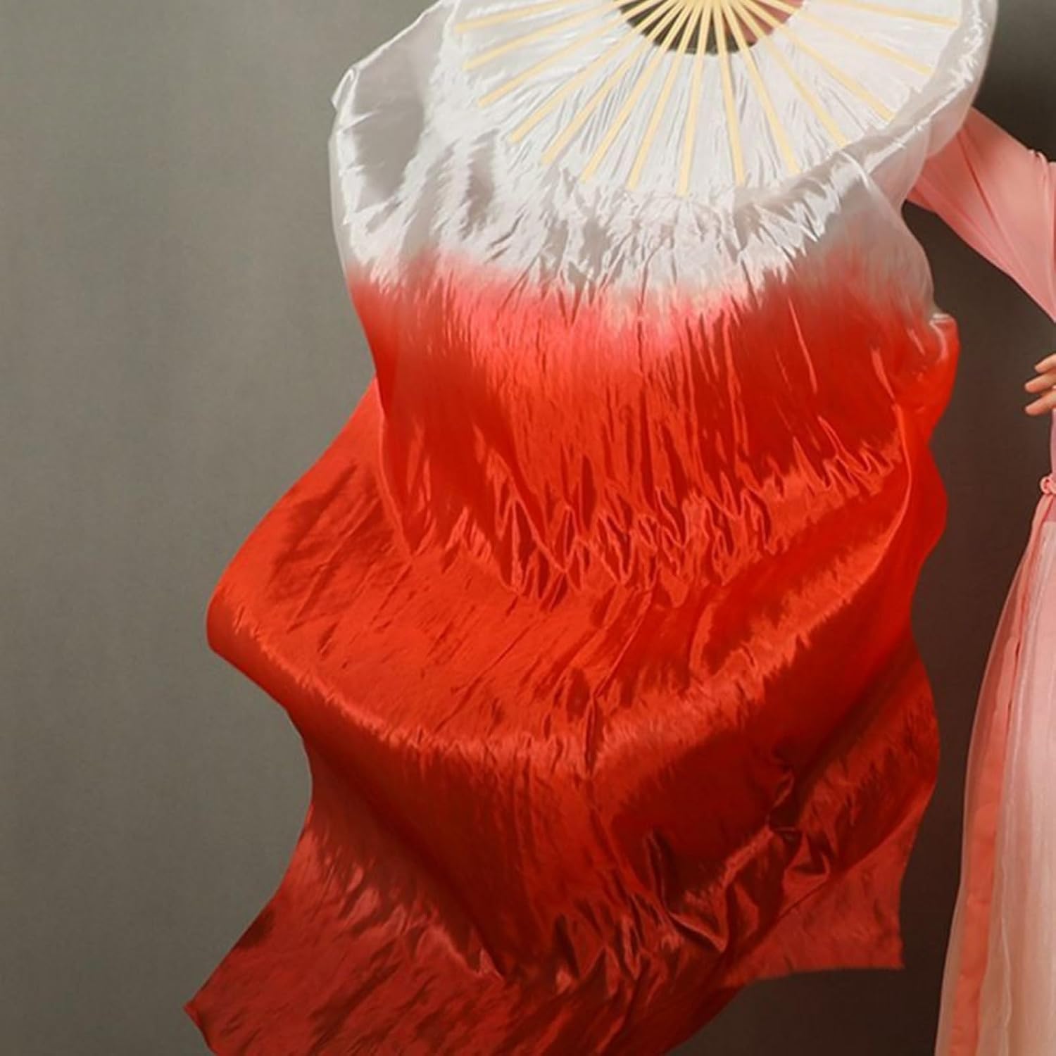Imitation Silk Gradient Right Hand Dancing Fan, Total Length 150cm, Long Silk Fan Dance Performance Prop