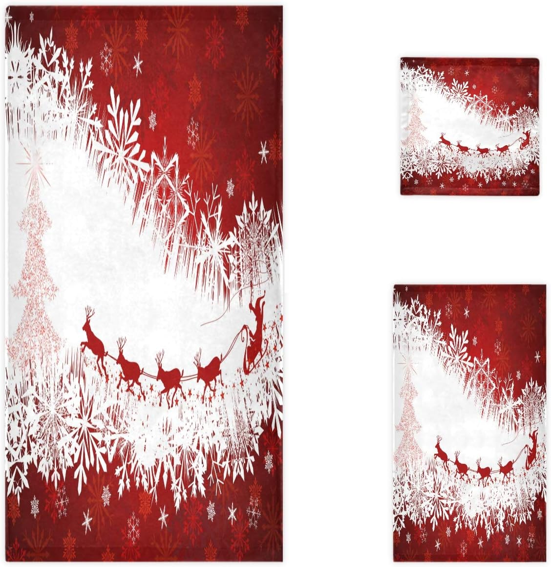 Naanle Beautiful Mermaid Silhouette Soft Luxury Set of 3 Towels, 1 Bath Towel+1 Hand Towel+1 Washcloth, Multipurpose for Bathroom, Hotel, Gym, Spa and Kitchen(White)