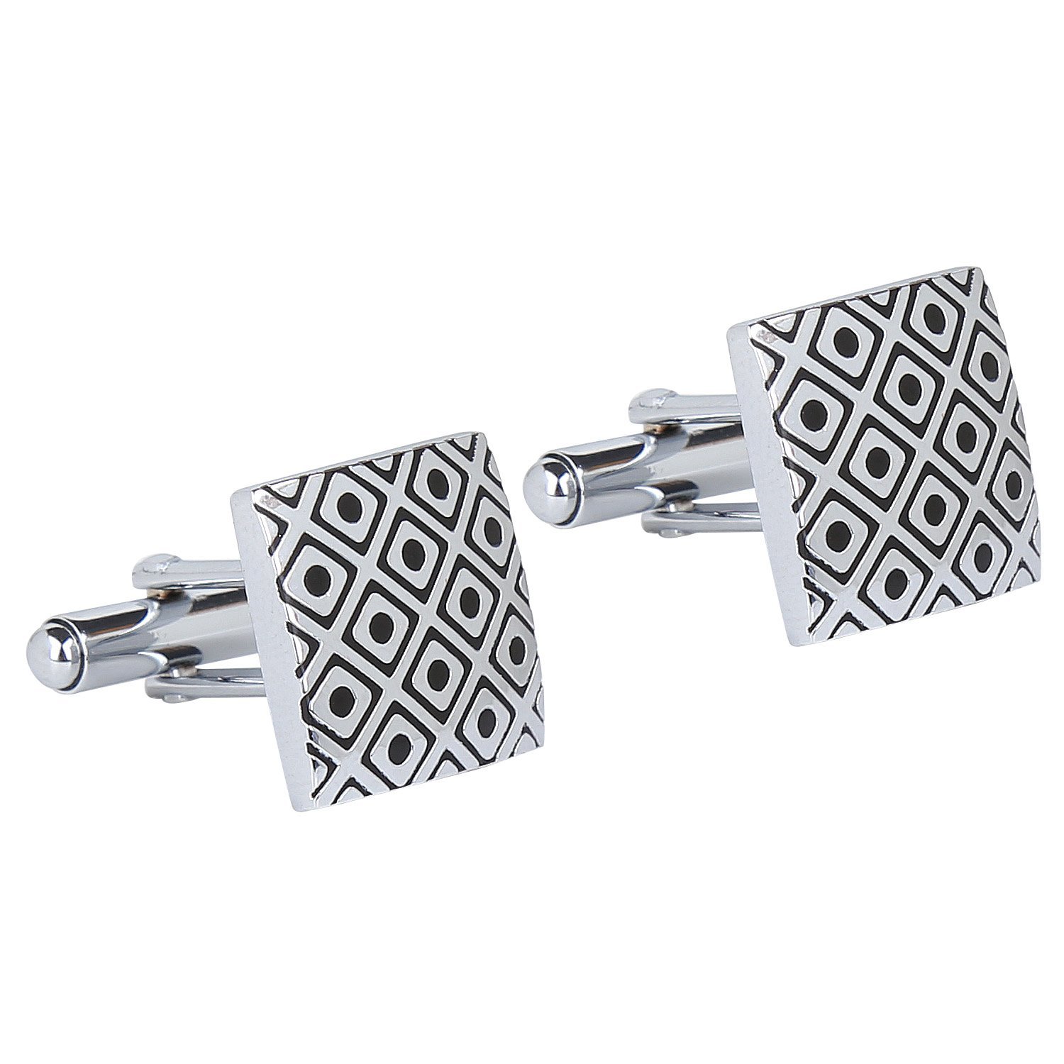 tripin Cufflinks For Men Silver Black Square For Office Corporate Party French Cuff Shirts Shirt Suit Blazer In A Gift Box Tnapzsil93-picture-1