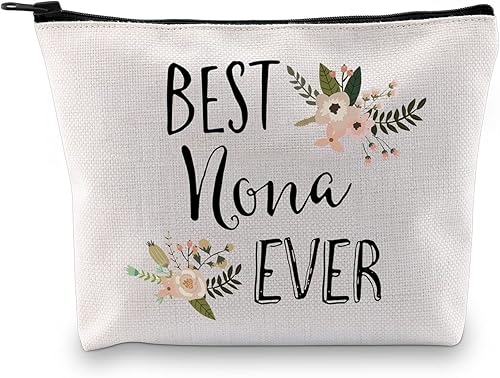 GJTIM Divertido regalo de Nona para la abuela, la mejor bolsa de cosméticos Nona Ever de nietos, El mejor bolso Nona Ever