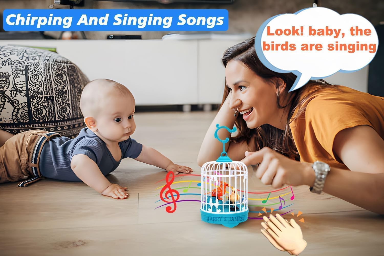 HARRY & JAMES® Talking Bird Toy Dancing Bird Toys Recording Repeat What You Said Singing & Chirping in The Bird Cage Playing Home Decor Talking Bird Toy for Kids,Boys,Girls,Childrens (Multicolor)