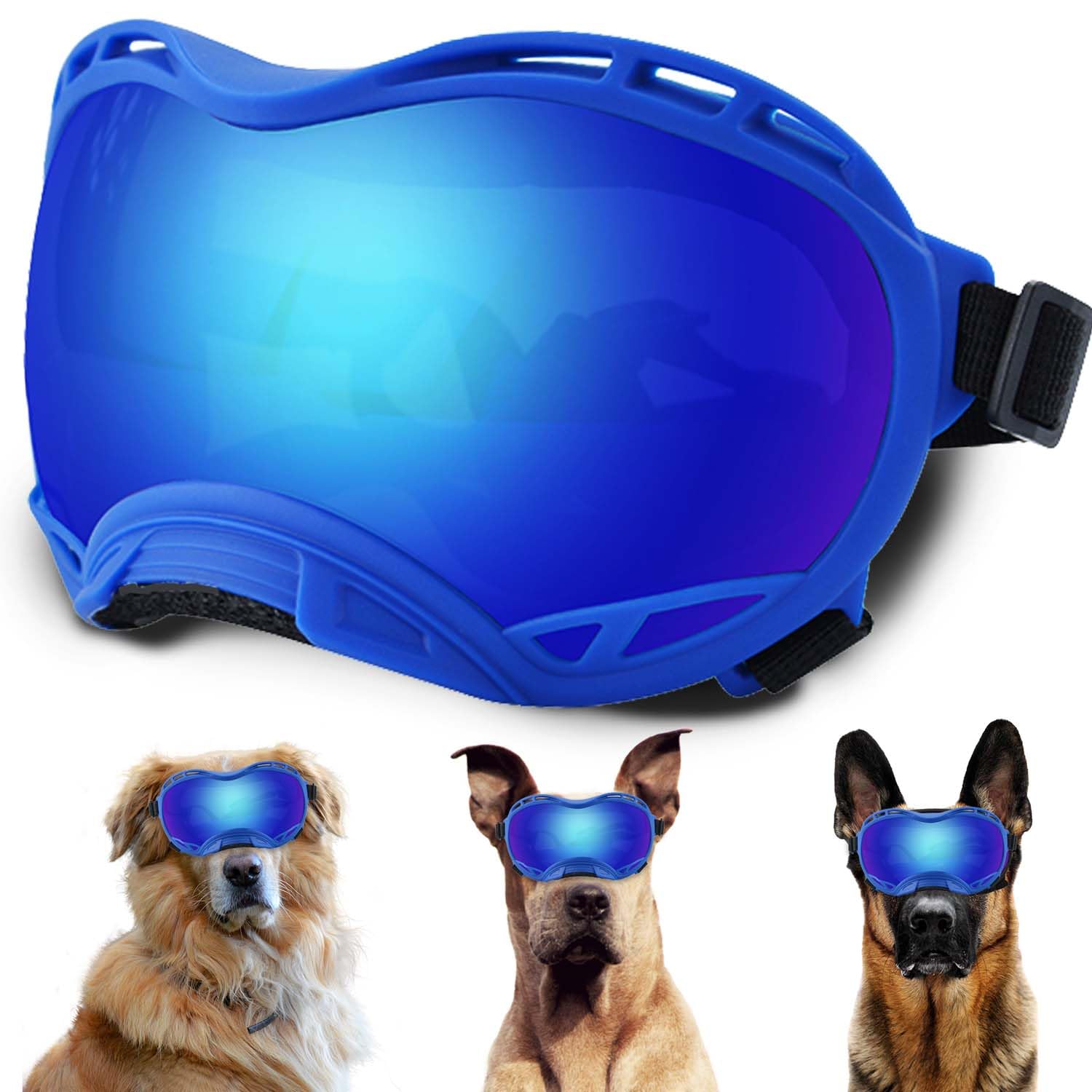 Dog Sunglasses,Doggles Anti-UV Protection,Pet Sunglasses with Adjustable Strap,Suitable for Motorcycle Car Driving Bike Riding Hiking Swimming Wind Dust Fog Dog Eye Protection