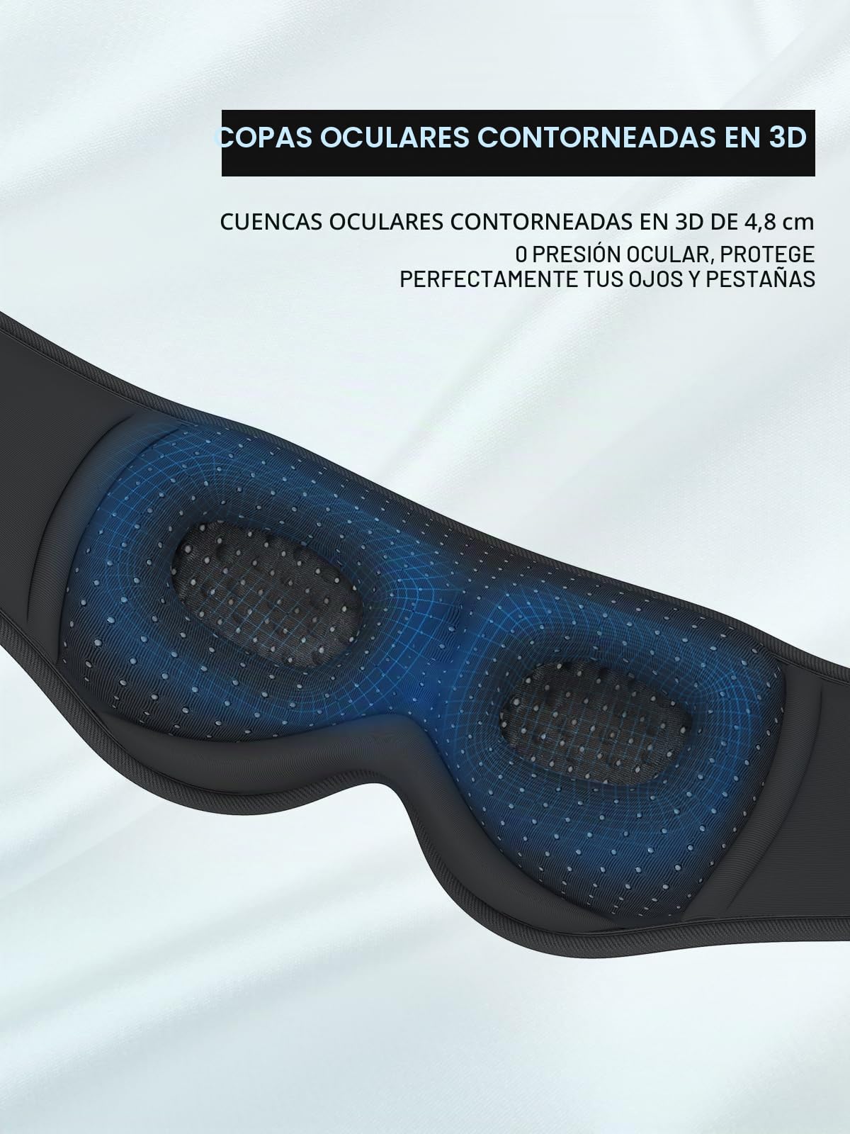 LC-dolida Bluetooth Antifaz para dormir, Auriculares para Dormir Anti-Luz Máscara de Dormir Sin Presión Ocular para Mujeres y Hombres, Auriculares para Dormir en Viajes, Turnos de Noche, Oficina