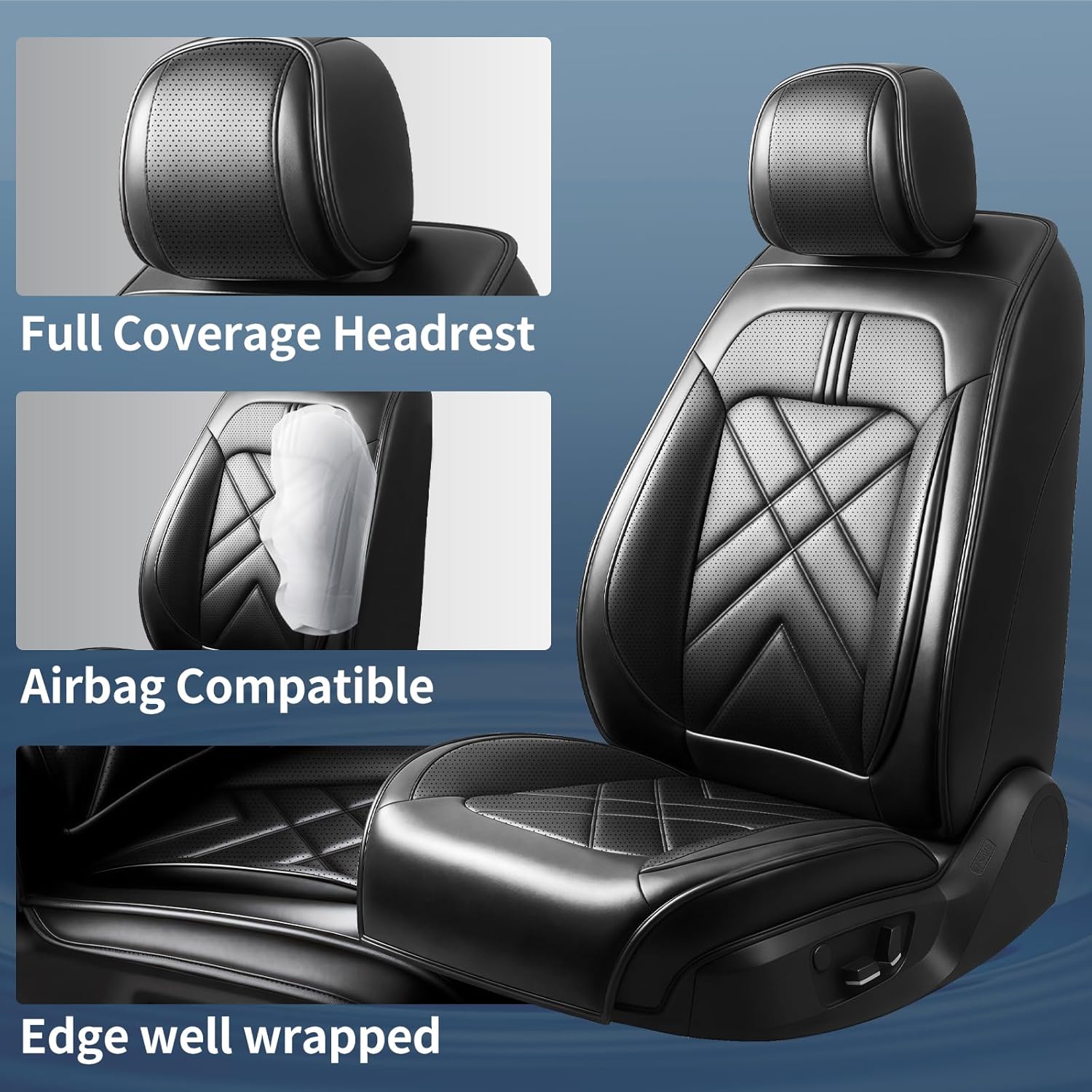 Explorer Car Seat Covers Custom Fit for Ford Explorer 2004-2026, Full Coverage Leather Waterproof Breathable Seat Covers Full Set, Automotive Seat Protectors, Airbag Compatible(5 Seats, Black)