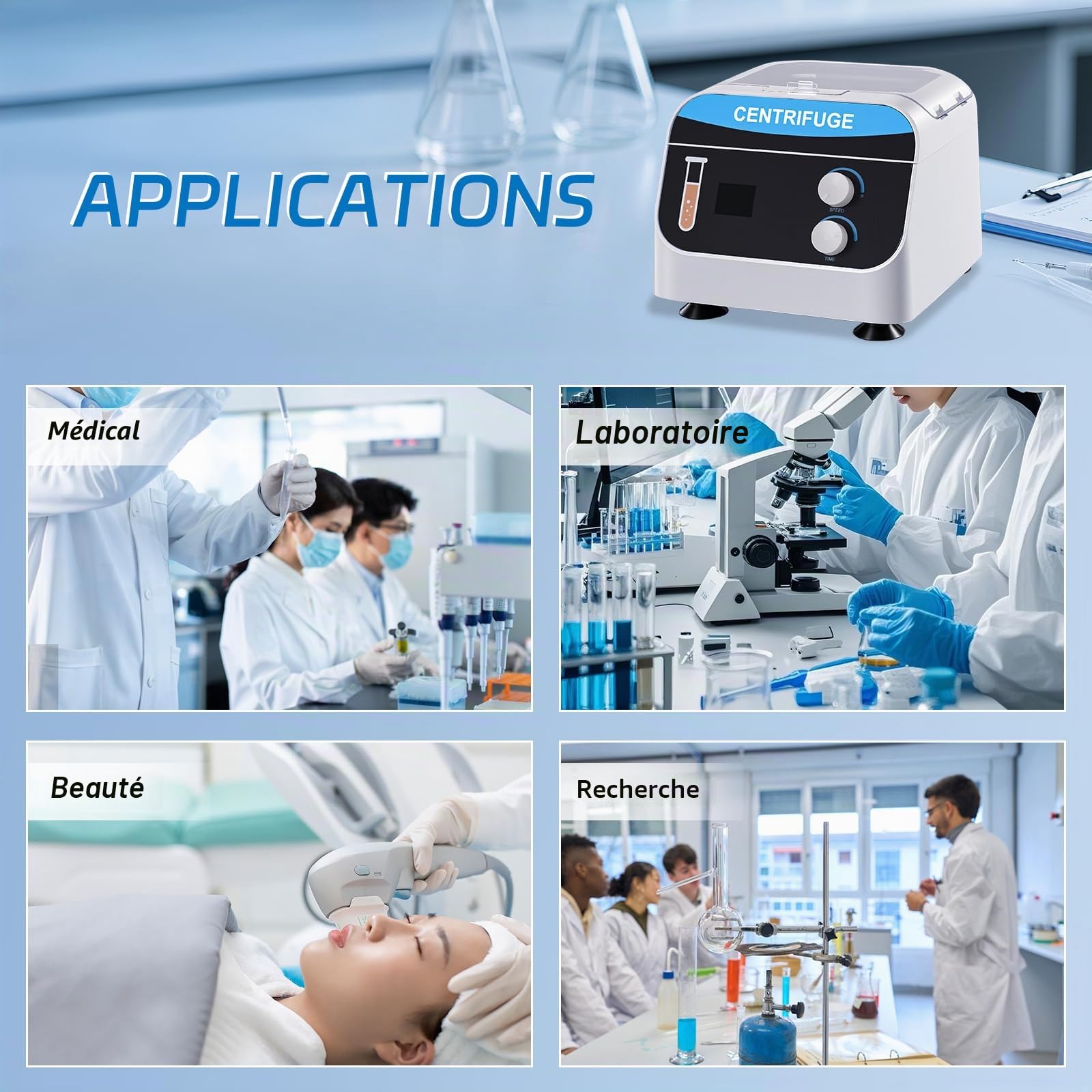 YUCHENGTECH Centrifugeuse de Laboratoire 20mlx6 0-4000 tr/min 0-999 Min | Centrifugeuse de Paillasse Électrique Centrifugeuse à Basse Vitesse 1920xg Compatible avec les Tubes Centrifuger de 5/7/10ml