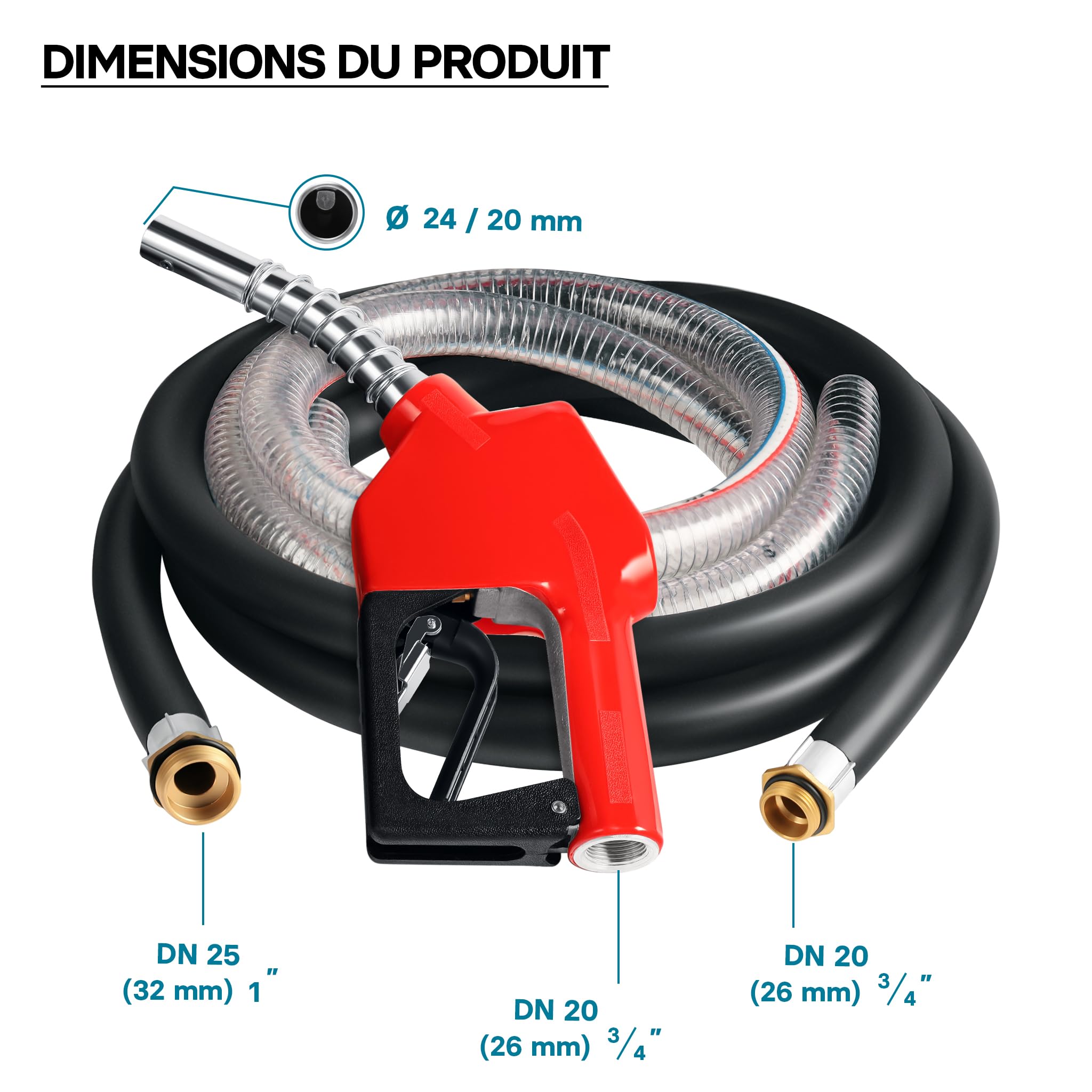 Wiltec Pompe à fuel ou gasoil bio mobile – Autoaspirante – 230 V / 550 W – 60 l/min / 2800 tr/min – avec Pistolet de distribution et Accessoires