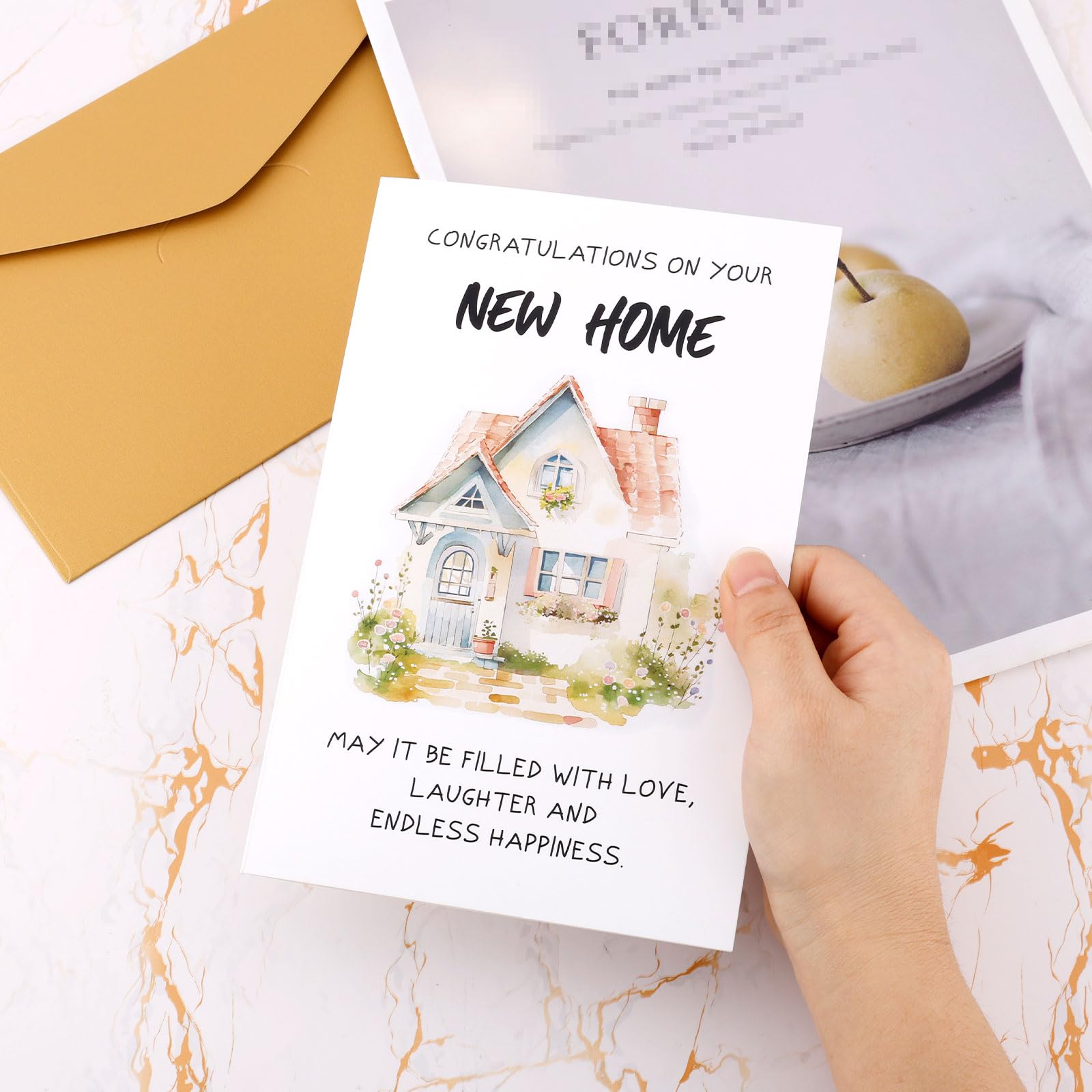Handmade Personalised New Home Card – Grey House Design – 150mm X 150mm UK Made