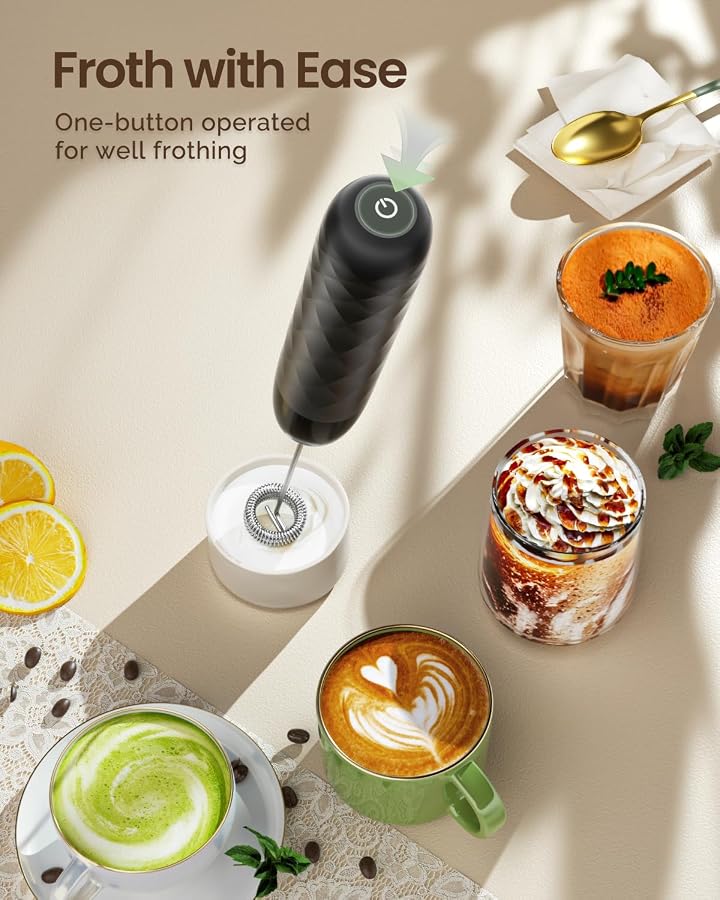 Maestri House Rechargeable Milk Frother, LunaFro Mini with Detachable Wand - image 6