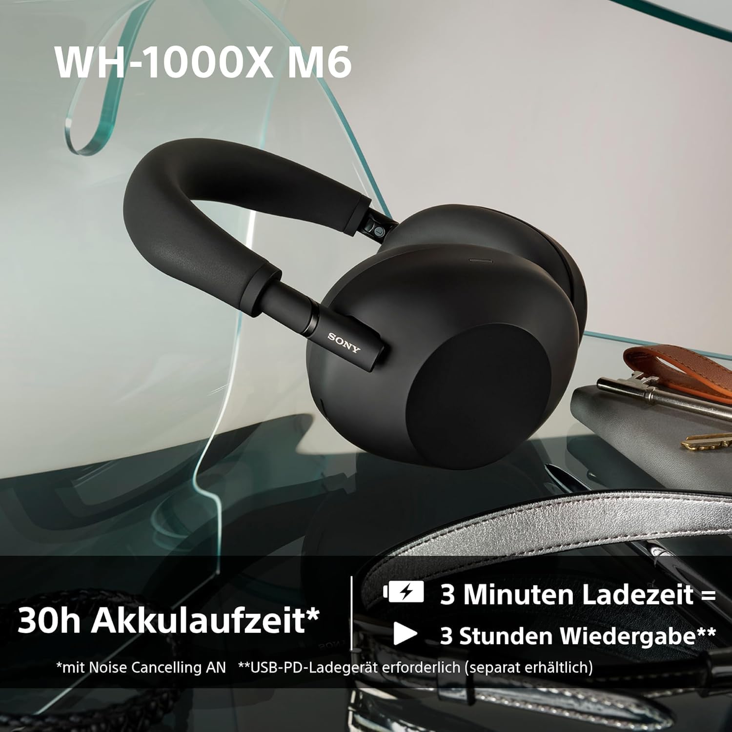 Sony WH-1000XM6 Noise Cancelling Kopfhörer, 30h Akku, Schwarz Ansicht 8