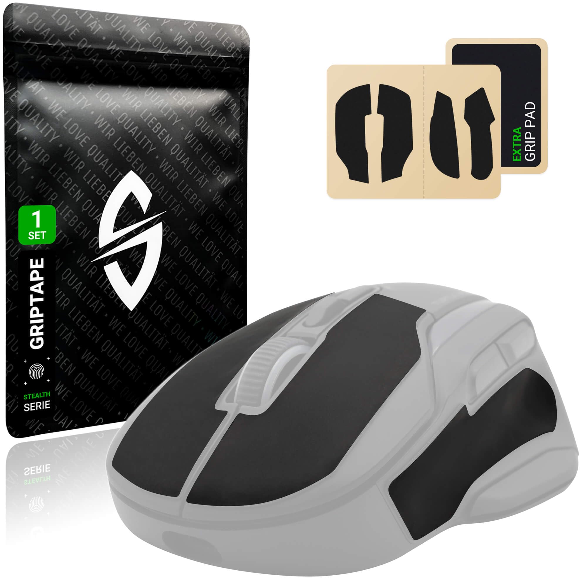 SensoryBoost Maus Grip Tape – kompatibel mit Turtle Beach Kone 2 AIR | Starker Halt, schweißabsorbierend, strukturlos, weiche Haptik, 0,5 mm dünn (Zuschnitt-Pad inklusive)