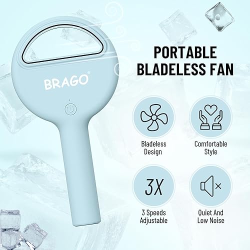 Miniatura 4 de Mini ventilador de mano, ventilador de mano portátil, ventilador de bolsillo pequeño recargable sin aspas, ventilador a batería para viajes en