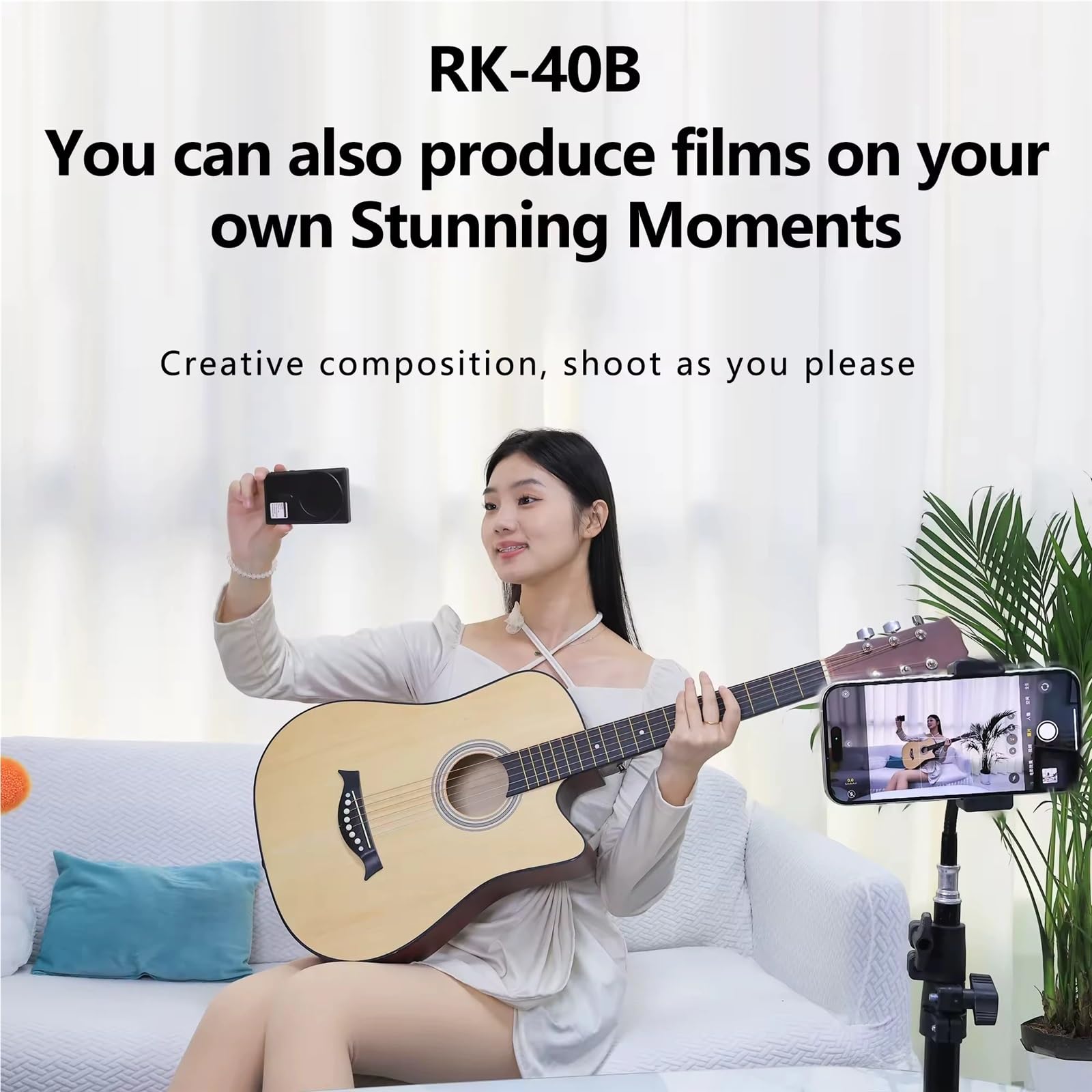 Monitor do Selfie, Bezprzewodowy magnetyczny ekran monitora smartfona do transmisji na żywo vlogów ze smartfonów dla telefonu(Gray)
