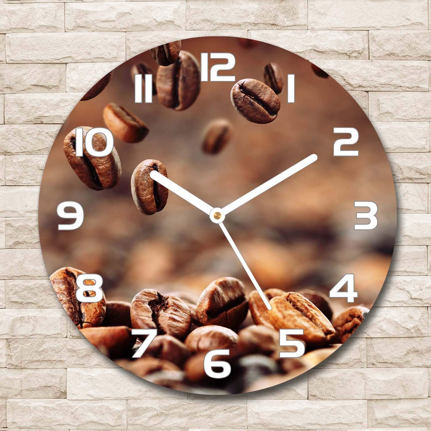 Tulup Glas-Wanduhr 30x30 Cm - Gehärtetes Sicherheitsglas, Schwarze Zeiger, Braunes Wellenmuster