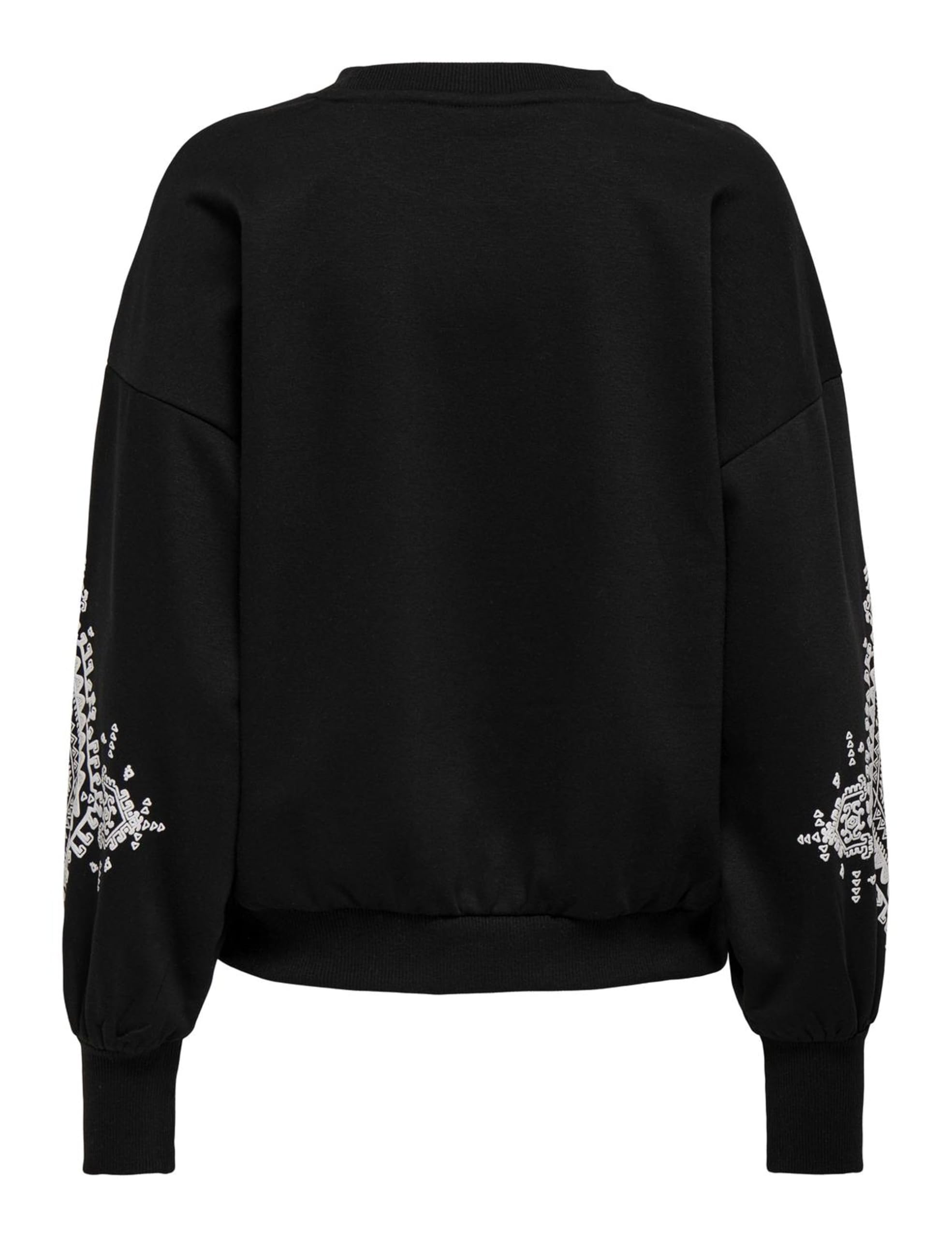 Onlbrooke L/S O-Neck Flower Swt Noos, Nero, M