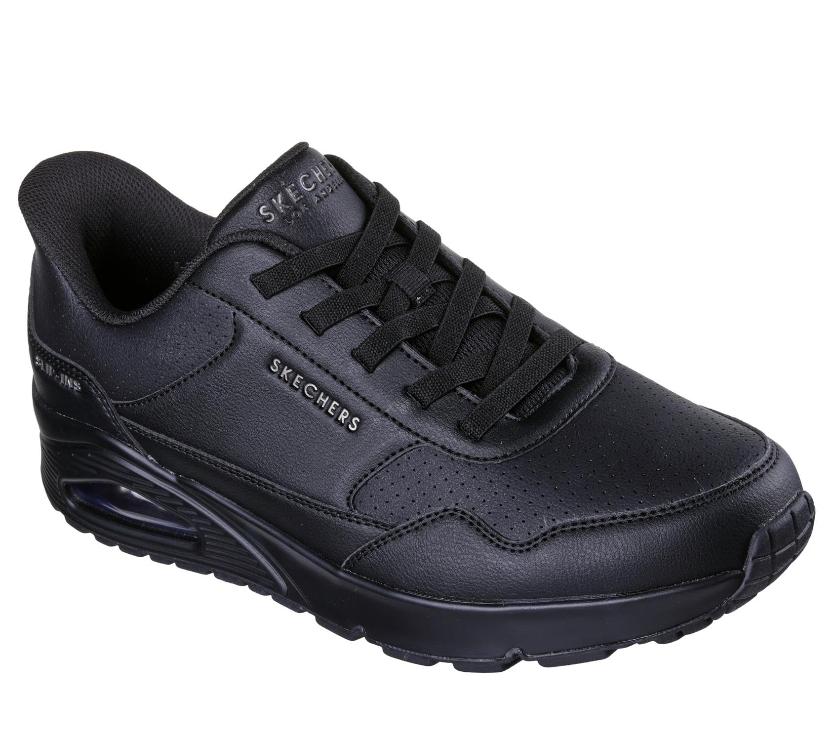 Skechers Men's Uno Banksia Luxe Sneaker, Black Duraleather/Mesh, 10 UK