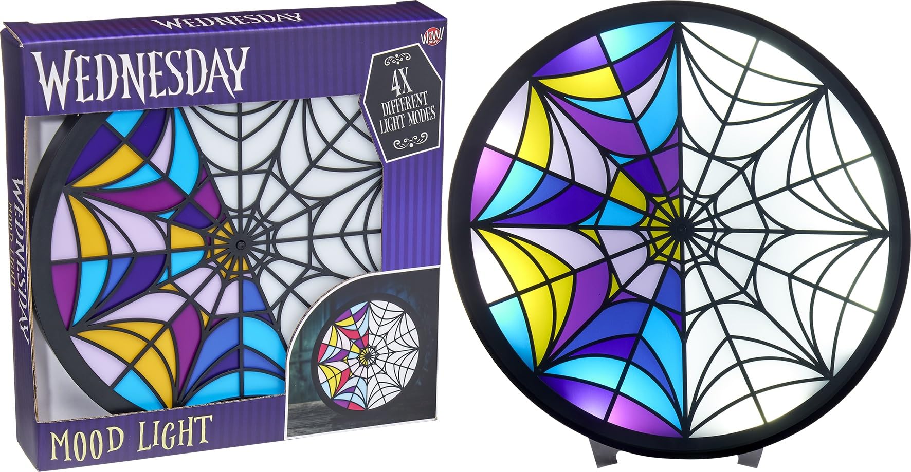 Lansay - WEDNESDAY - Lampa witrażowa - Wierna reprodukcja witrażu w środę i Enid - 4 tryby światła - światło migające - od 8 lat - zasilanie bateryjne lub USB