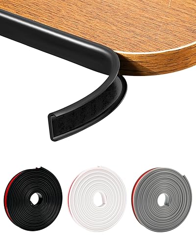 U-Shape Black TPE Edge Banding 16.4Ft Self-Adhesive Flexible Edge Trim,