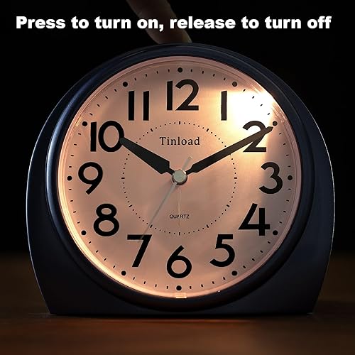 Miniatura 6 de Reloj despertador analógico grande de 5.5 pulgadas, silencioso, sin tictac, despertador suave, sonidos de pitido, aumento de volumen, repetición a
