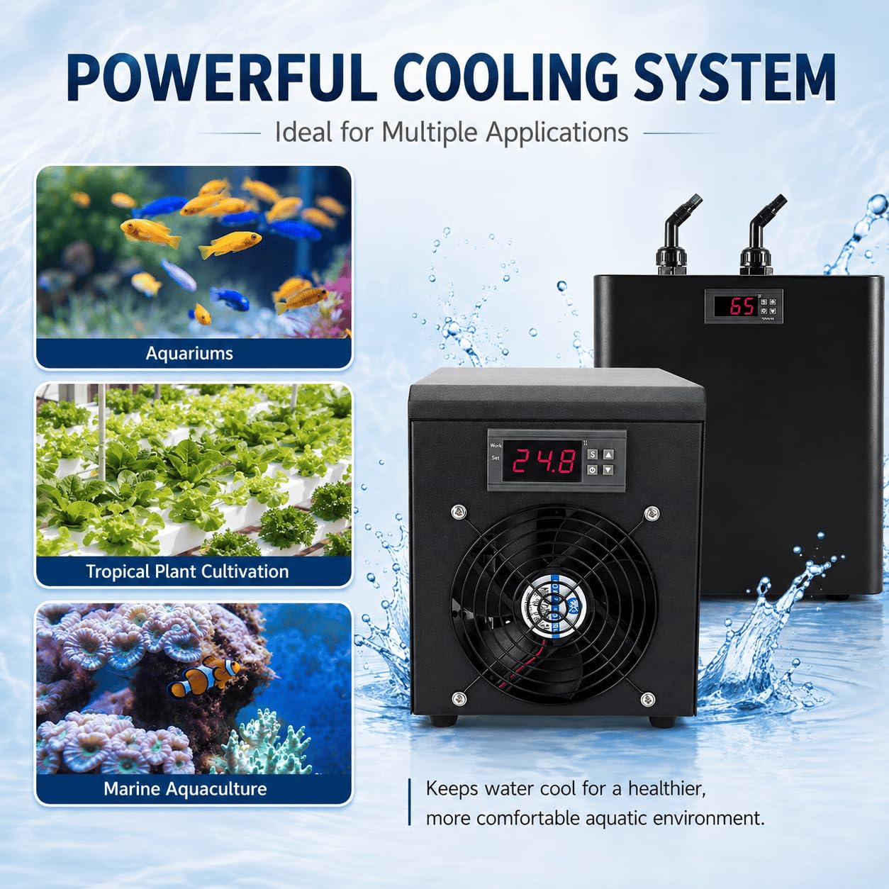 Refroidisseur d'eau D'aquarium 60L/160L/300L Groupe Froid Aquarium | Refroidisseur pour l'hydroponie Corail Méduses Crevettes