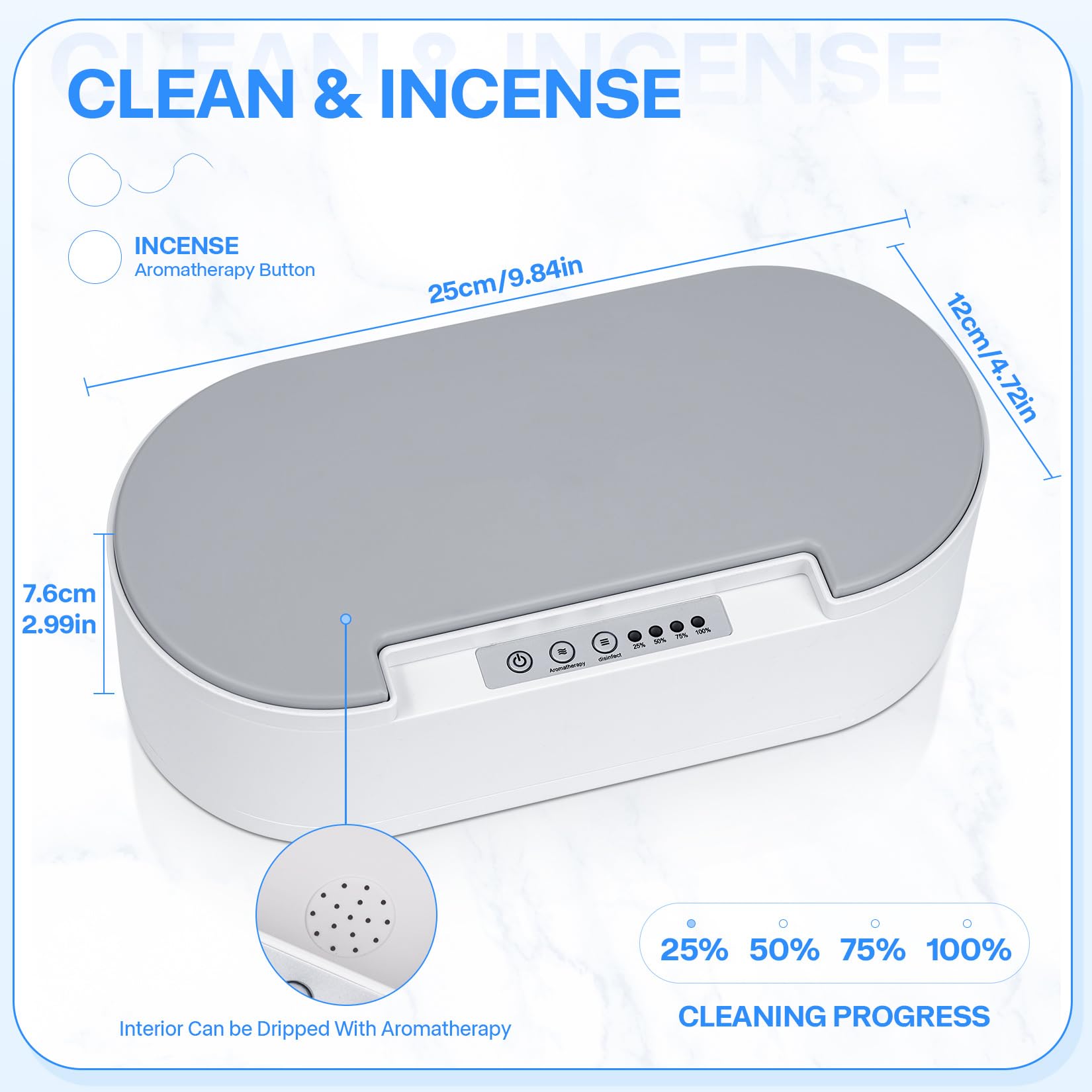 Esterilizador de herramientas de uñas, multifunción con luz azul, caja esterilizadora de limpieza de aromaterapia para joyas, gafas, teléfono, manicura de uñas, herramientas de maquillaje 5