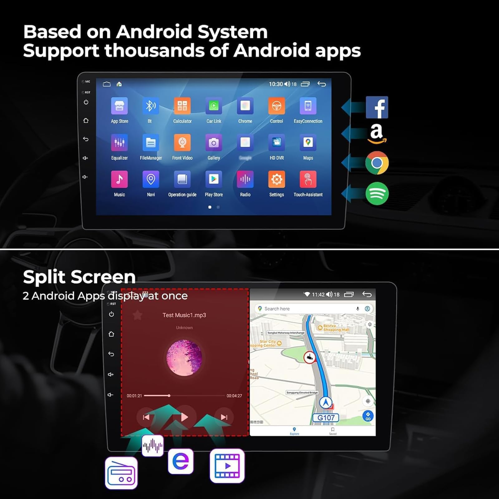 Radio samochodowe z nawigacją do Ford Figo (2015–2018) – system Android 15, 9-calowy ekran dotykowy, bezprzewodowe CarPlay i Android Auto, Bluetooth, nawigacja GPS, FM, SWC oraz kame(Size:4Core 1+32G)