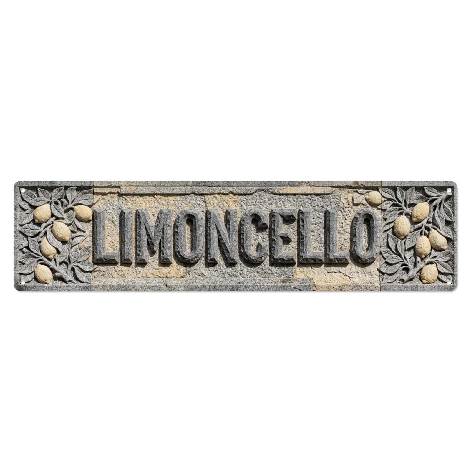 Limoncello Chiseled Granite Citrus Metal Tin Skinny Sign Plaque Wall Decor for Cafe, Club Bar, Office, Home Garden Metal Poster 4x16Inch