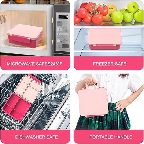 Miniatura 7 de Lonchera Bento para niños con termo de sopa de 8 onzas, botella de agua, recipientes de comida a prueba de fugas con 4 compartimentos, tarro de