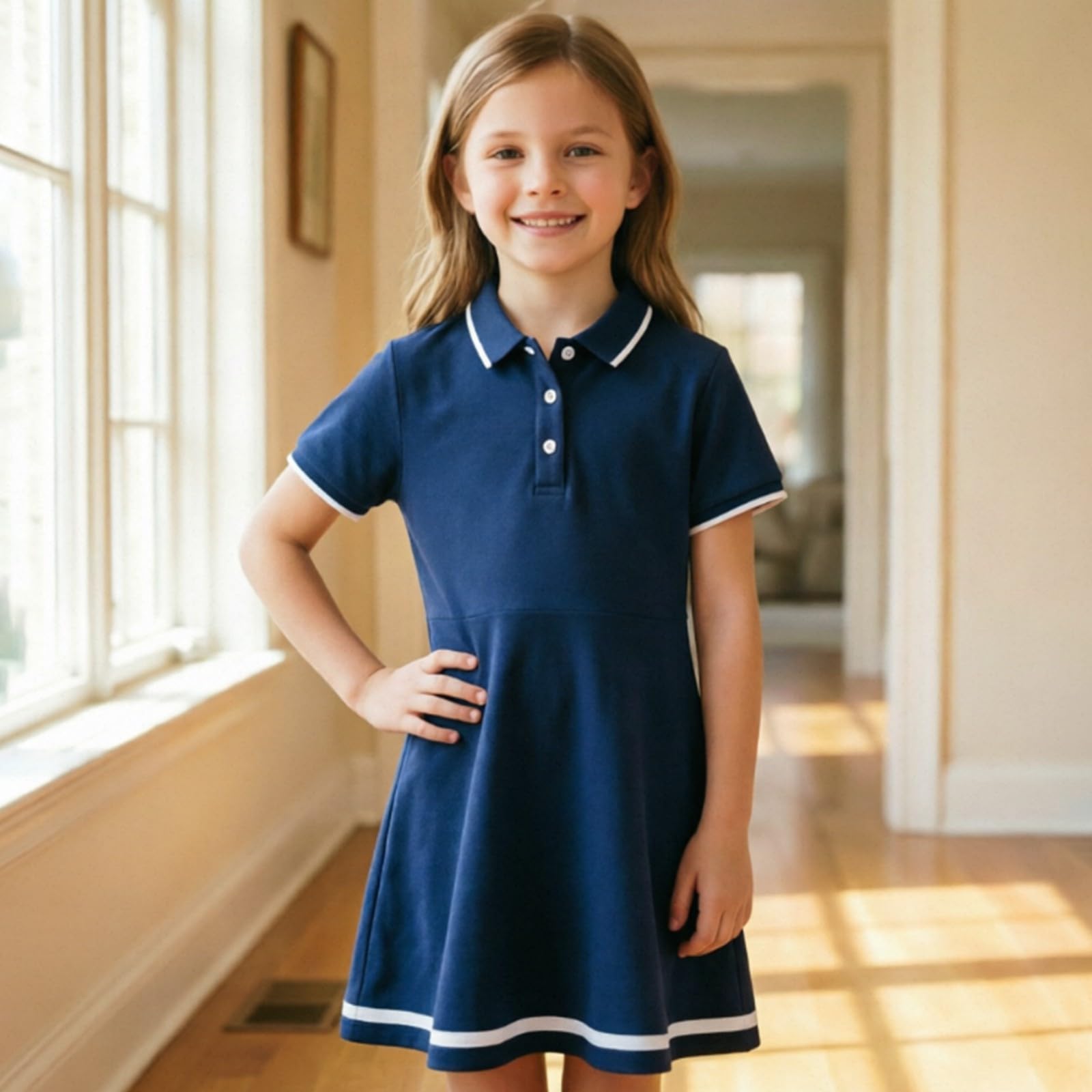 Vestido polo escalonado para niñas y niñas