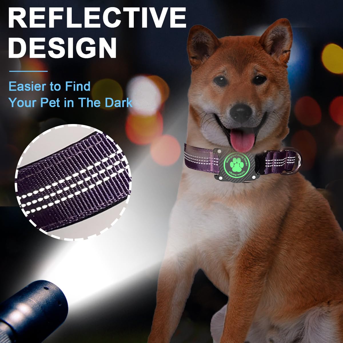 Ytanest Reflective AirTag Dog Collar, Waterproof Air Tag Dog Collar Holder - Image 4