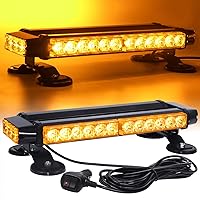 Vista 1 de LINKITOM Roof Top LED Strobe Light Bar -Double Side Amber 30 LED Emergency Hazard Safety Warning Flashing Beacon Lighting Bar with Magnetic Base for