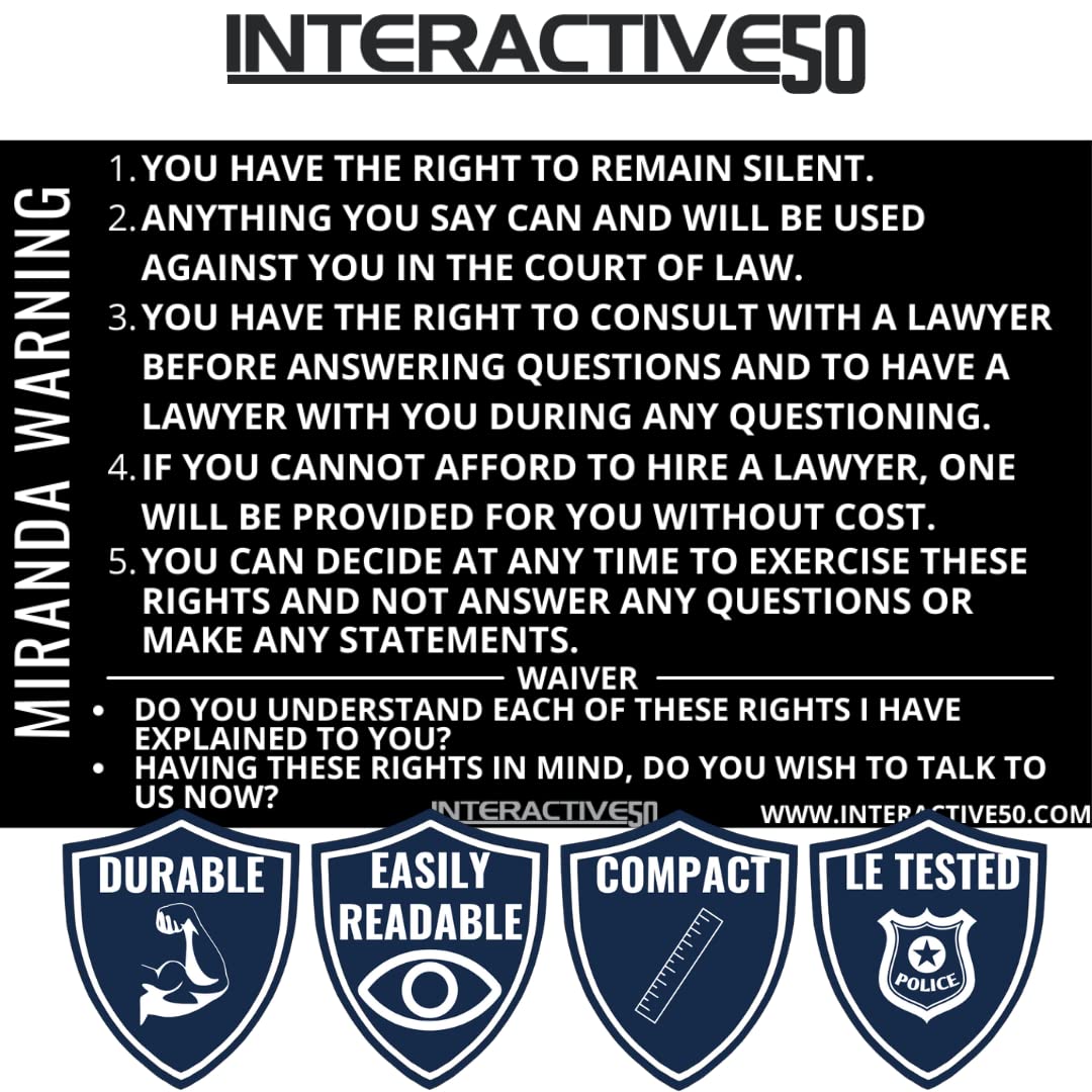 Interactive 50 Laser Etched Miranda Rights & Sobriety Test Card - Dual Sided Aluminum Credit Card Size - View #6