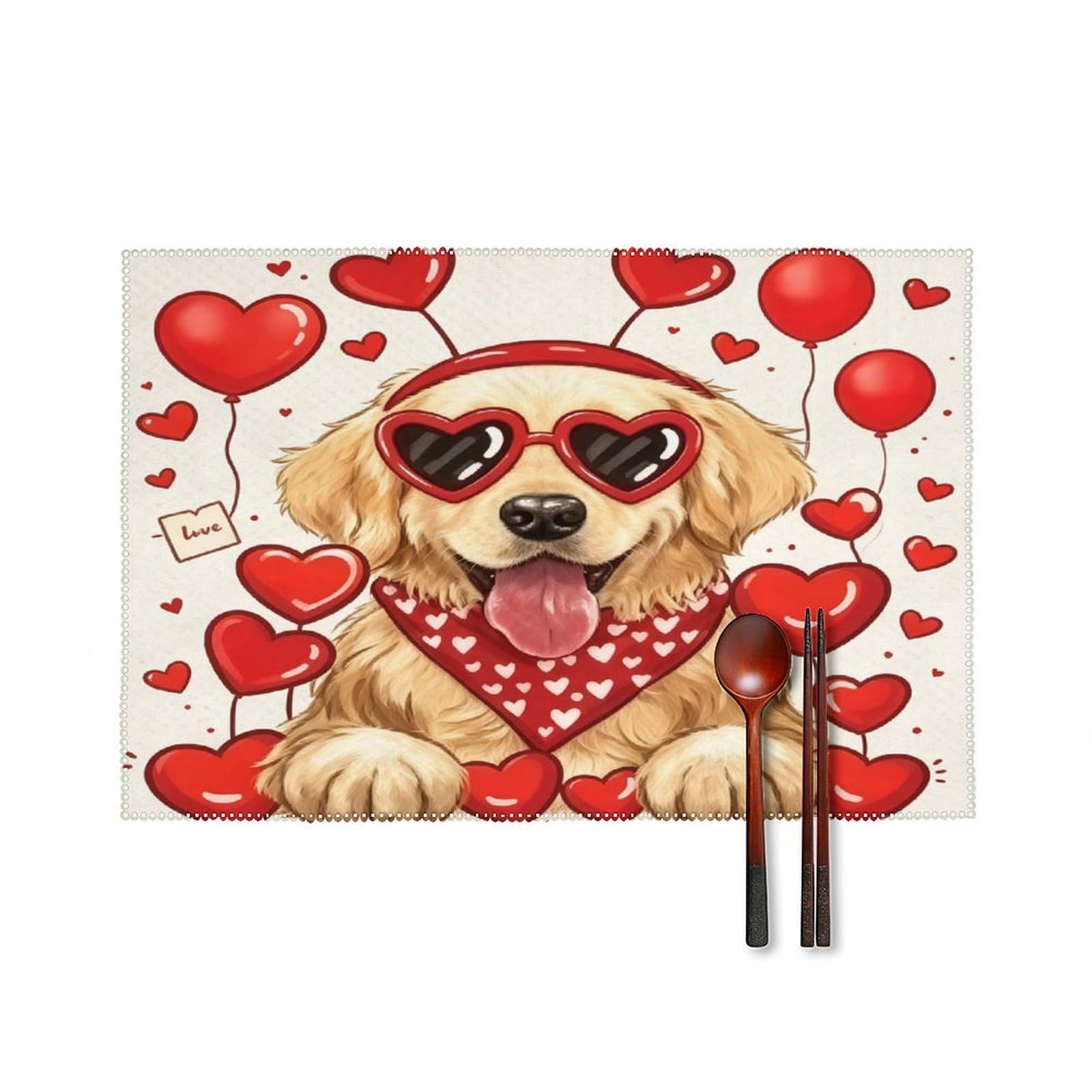 Fekiloot Style Cute Dog Placemats Set Of 6,Table Mat