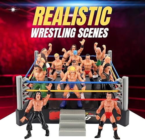 Miniatura 3 de Liberty Imports Mini juego de lucha libre de 32 piezas con figuras de acción y accesorios juguete para niños con luchadores realistas 2 anillos