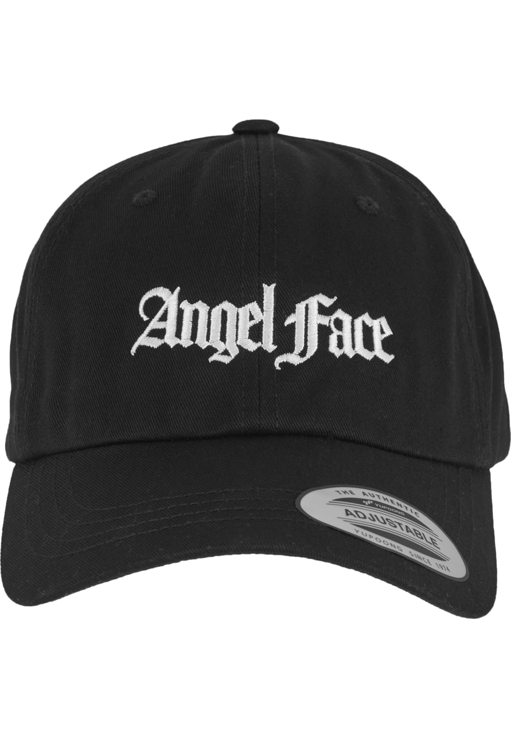 Miss Tee Czapka damska Angel Face Low Profile Cotton Twill, 6-panelowa czapka bejsbolówka z zapięciem z mosiądzu, bawełna, rozmiar uniwersalny, czarny, Rozmiar uniwersalny