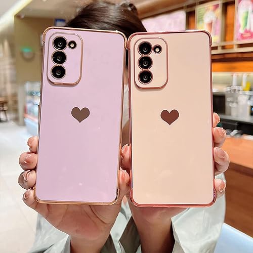 Miniatura 4 de phylla Samsung Galaxy S20 FE 0.18 oz - Funda de lujo chapada en oro con bonito diseño de corazón de amor para mujer, protección de la cámara,