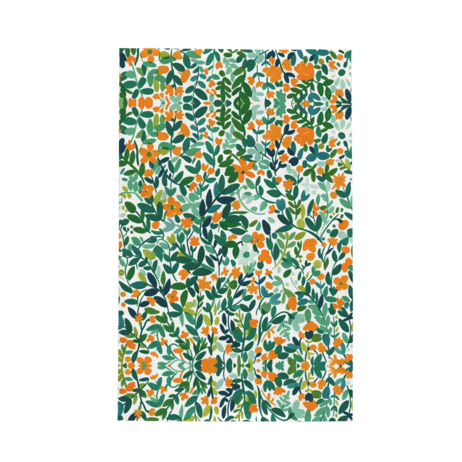 Xxahnbm Black Cheerful Orange Flower Print Waffle Kitchen Towel,Absorbent Hand Towel